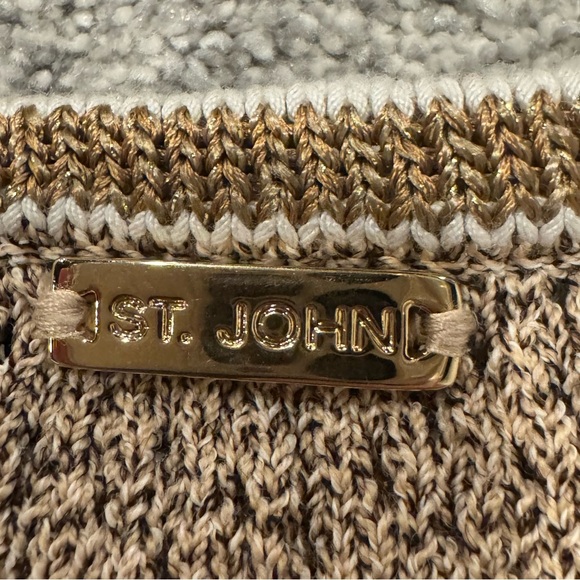 St. John Sport Metallic Striped Gold Knit Tank Too Size Small EUC - Picture 2 of 9